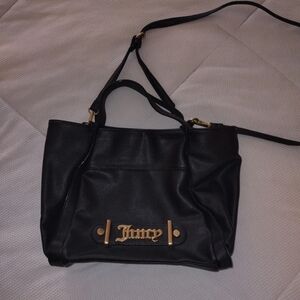 Juicy Couture Black Satchel with Gold Logo Plaque